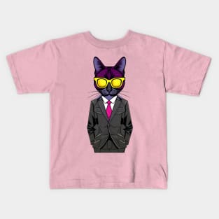 Cat Boss In Elegant Suit Kids T-Shirt